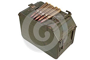Ammo Can for ammunition belt and 12.7Ãâ108mm cartridges for a 12.7 mm heavy machine gun DShK used by the former Soviet Union